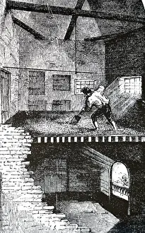 1866: An engraving depicting a Malting kiln, in which