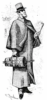Waterproof: Engraving depicting a man wearing a greatcoat