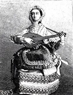 Mandolin: An engraving depicting a mandolin player