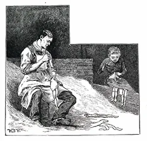 Sews: Engraving depicting the manufacturing of dolls