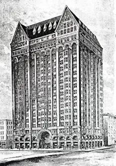 Masonic: An engraving depicting the Masonic Temple Building, Chicago