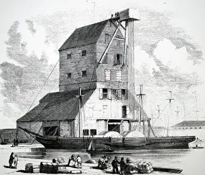 Shed: Engraving depicting a masting shed