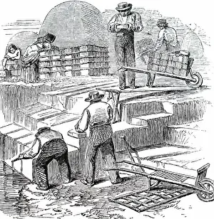 Peat: An engraving depicting men cutting turf
