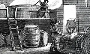 Brewery: An engraving depicting men working in a brewery