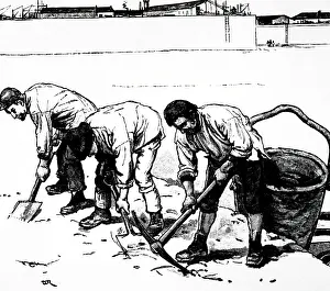 Tilbury: An engraving depicting men working on the main