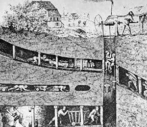 Thousand: Engraving depicting a mine, 19th century