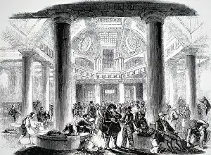 1747: Engraving depicting the Old Corn Exchange in Mark Lane