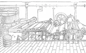 Finished: Engraving depicting paper-making machinery