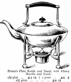 Kettle: An engraving depicting a plated tea kettle
