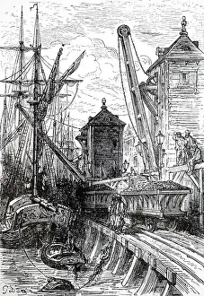 Docklands: Engraving depicting Poplar Docks