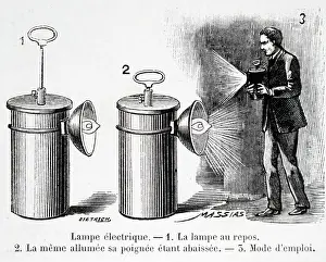 Portable: Engraving depicting a portable electric light