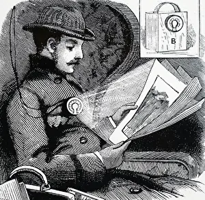 Portable: Engraving depicting a portable reading lamp for