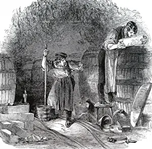 Cask: An engraving depicting the process of adultering