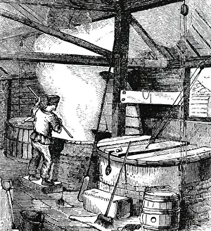 Boiling: An engraving depicting the process of boiling soap