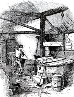 Boiling: An engraving depicting the process of boiling soap