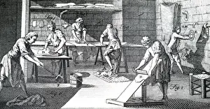 Hide: Engraving depicting the process of currying hides