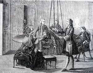 Spark: Engraving depicting the process of drawing a spark