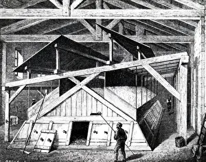 Produce: An engraving depicting the process of evaporating brine