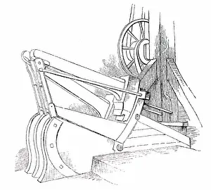 Oiling: Engraving depicting the process of fulling stocks