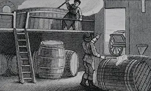 Malt: An engraving depicting the process of making beer
