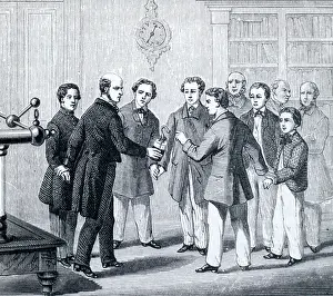 Sending: Engraving depicting the process of sending an