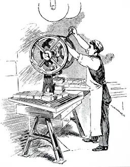 Stamping: An engraving depicting the process of stamping