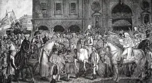 Proclamation: An engraving depicting the proclamation of the