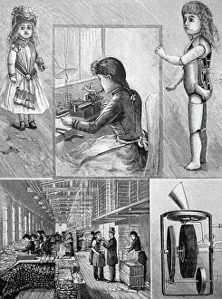 Edison: Engraving depicting the production of talking dolls