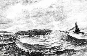 Towed: An engraving depicting a raft of timber