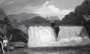 Zurich: An engraving depicting the Rhine Falls