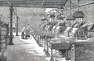 Roast: An engraving depicting the roasting of cocoa beans