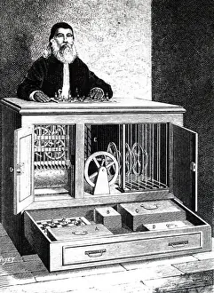 Chess: An engraving depicting Robert Houdin's automaton