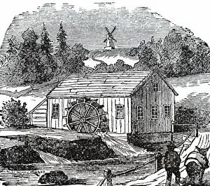Vale: An engraving depicting a rural undershot water-powered