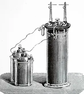 Accumulator: Engraving depicting a secondary battery