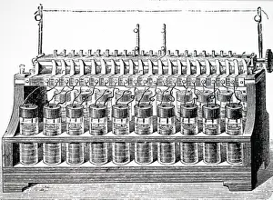 Acid: Engraving depicting a secondary battery