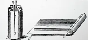 Rolled: Engraving depicting a secondary battery