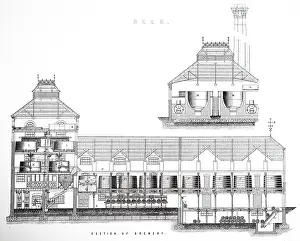 Sectional: An engraving depicting a sectional view of a 19th-century