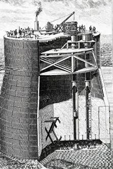 Sectional: An engraving depicting a sectional view of a caisson