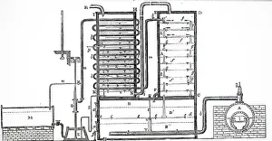 Continuous: An engraving depicting a sectional view of Coffey's still