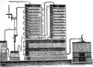 Continuous: An engraving depicting a sectional view of Coffey's still