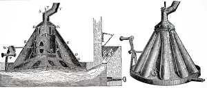 Produce: An engraving depicting a sectional view of a Scotch still