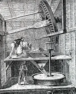 Sectional: An engraving depicting a sectional view of a windmill