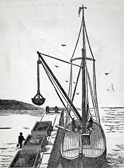 Unloading: Engraving depicting a self-acting bucket for loading