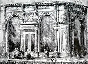 Consumer: Engraving depicting a shop front