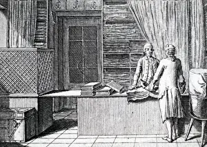 Customer: Engraving depicting a shopkeeper serving a customer