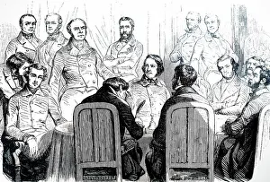 An engraving depicting the sitting of the Commission