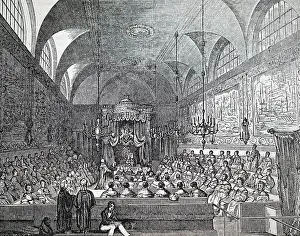 Lords: An engraving depicting a sitting of the House of Lords