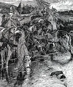 Parliamentary: An engraving depicting a skirmish between Royalist