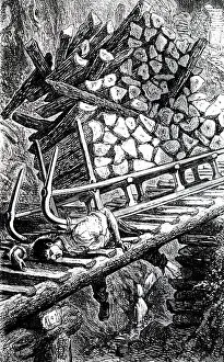 Crushed: An engraving depicting a sledger being crushed to death