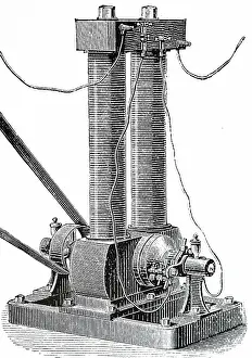 Edison: Engraving depicting a small Edison dynamo